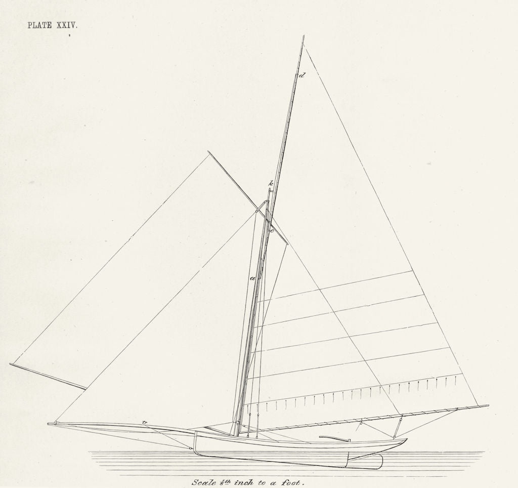 YACHTS. Sail Plan, 'Le Lison' French Centre-board 1891 old antique print